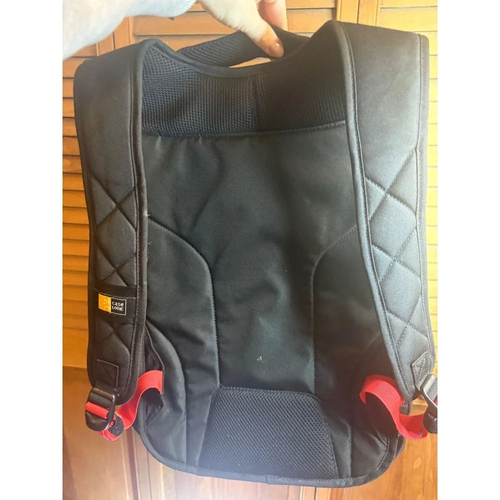 Case Logic Black Laptop Backpack Quilted Nylon Padded Travel Bag